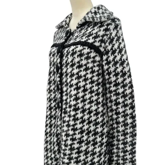 Carducci Black & White Houndstooth Wool & Mohair Blend Knit Cardigan Sweater - Picture 6 of 12